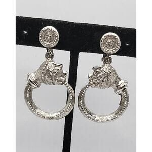 Vintage Vendome Foo Dog Door Knocker Earrings 1960s Figural Clip Screw on Combo